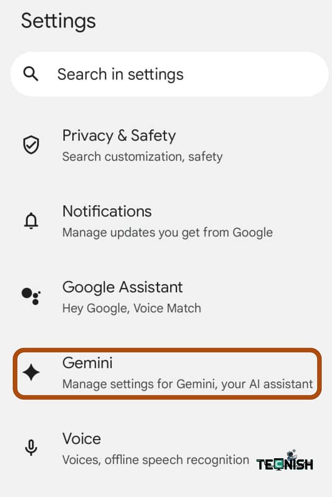 Turn Off Gemini via Google gmail setting